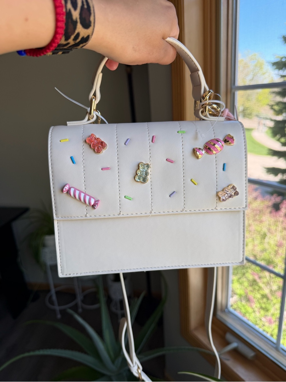 Betsey Johnson White Candy-Embellished Top Handle Bag - Women
